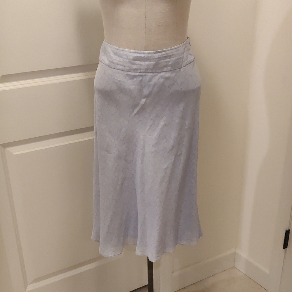 Ann Taylor Light Blue Midi Silk Skirt Sz 14